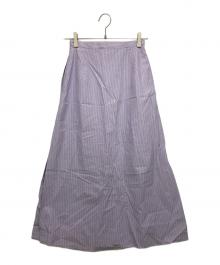 AURALEE（オーラリー）の古着「WASHED FINX TWILL STRIPE LONG SKIRT」｜パープル