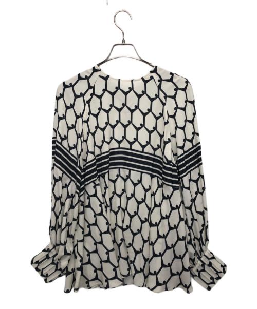 ADORE（アドーア）ADORE (アドーア) ヘキサゴンプリントボウタイブラウス ホワイト サイズ:Mの古着・服飾アイテム