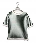 LACOSTEラコステ）の古着「クールマックスボーダーニットTシャツ」｜ホワイト
