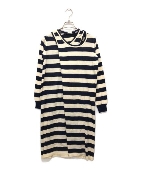 JUNYA WATANABE COMME des GARCONS（(ジュンヤワタナベ コムデギャルソン）JUNYA WATANABE COMME des GARCONS ((ジュンヤワタナベ コムデギャルソン) ボーダーニットワンピース ネイビー×アイボリー サイズ:Ｓの古着・服飾アイテム