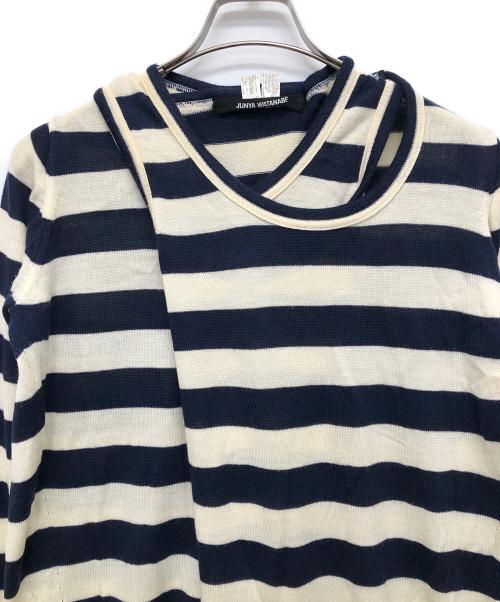 JUNYA WATANABE COMME des GARCONS（(ジュンヤワタナベ コムデギャルソン）JUNYA WATANABE COMME des GARCONS ((ジュンヤワタナベ コムデギャルソン) ボーダーニットワンピース ネイビー×アイボリー サイズ:Ｓの古着・服飾アイテム