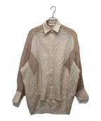 CELINEセリーヌ）の古着「バイカラーウールシャツ」｜ベージュ