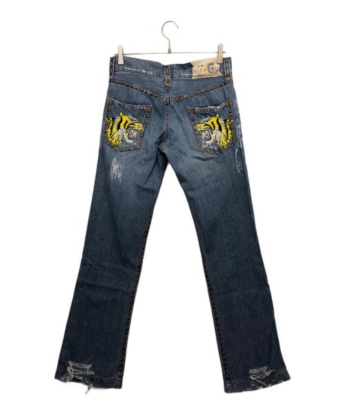 DOLCE & GABBANA（ドルチェ＆ガッバーナ）DOLCE & GABBANA (ドルチェ＆ガッバーナ) 虎刺繍デニムパンツ インディゴ サイズ:44の古着・服飾アイテム
