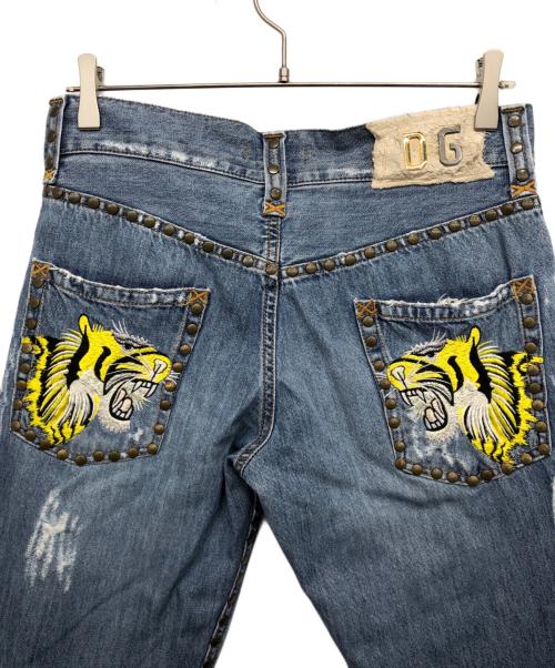 DOLCE & GABBANA（ドルチェ＆ガッバーナ）DOLCE & GABBANA (ドルチェ＆ガッバーナ) 虎刺繍デニムパンツ インディゴ サイズ:44の古着・服飾アイテム