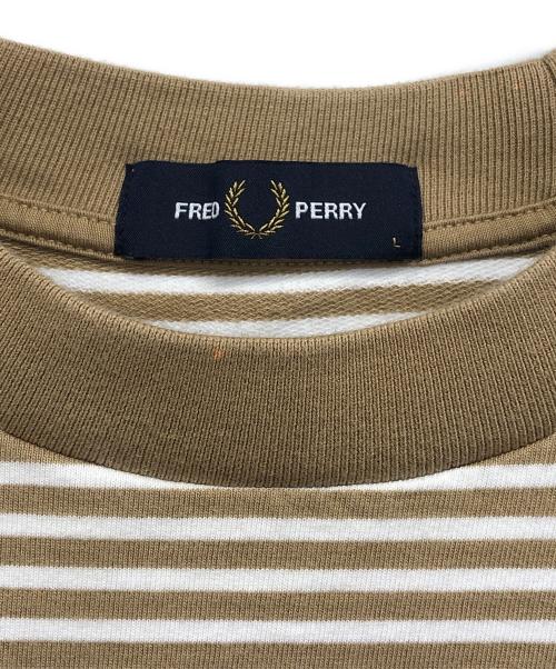 FRED PERRY（フレッドペリー）FRED PERRY (フレッドペリー) ファインストライプ ヘビーウエイトTシャツ ベージュ サイズ:Lの古着・服飾アイテム