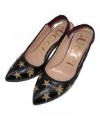 GUCCIグッチ）の古着「Bee＆スター柄刺繍パンプス」｜ブラック