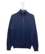 MONCLERモンクレール）の古着「POLO TRICOT ハーフジップケーブルニット」｜ネイビー