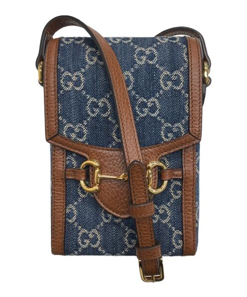GUCCI（グッチ）GUCCI (グッチ) ホースビット1955ミニバッグ ブラウン×ブルーの古着・服飾アイテム