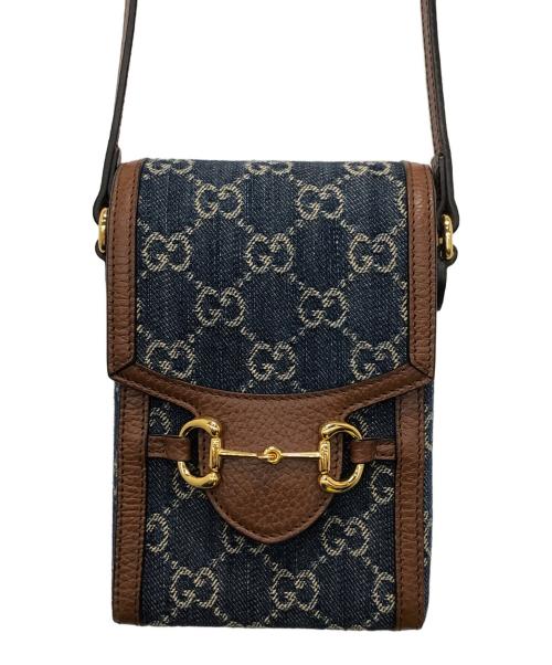 GUCCI（グッチ）GUCCI (グッチ) ホースビット1955ミニバッグ ブラウン×ブルーの古着・服飾アイテム