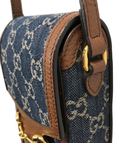 GUCCI（グッチ）GUCCI (グッチ) ホースビット1955ミニバッグ ブラウン×ブルーの古着・服飾アイテム