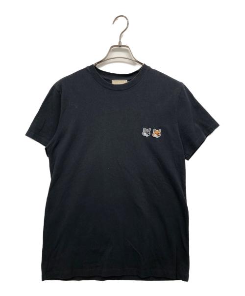 maison kitsune（メゾンキツネ）maison kitsune (メゾンキツネ) Double Fox Head Patch Classic T-Shirt ネイビー サイズ:Sの古着・服飾アイテム