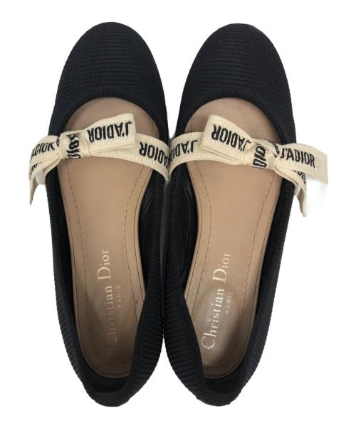 Christian Dior（クリスチャン ディオール）Christian Dior (クリスチャン ディオール) MISS JADIOR BALLERINA FLAT ブラック サイズ:22.5の古着・服飾アイテム