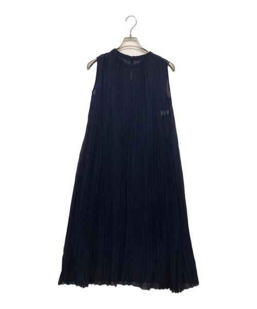 ANAYI（アナイ）ANAYI (アナイ) ドットシシュウプリーツワンピース ネイビー サイズ:36の古着・服飾アイテム