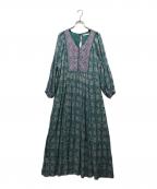 ne quittez pasヌキテパ）の古着「Cotton Lurex Tulip Print Yoke Embroidery Dress」｜ブルー