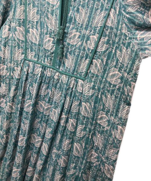 ne quittez pas（ヌキテパ）ne quittez pas (ヌキテパ) Cotton Lurex Tulip Print Yoke Embroidery Dress ブルー サイズ:Mの古着・服飾アイテム