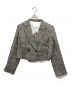 Whim Gazetteウィムガゼット）の古着「リネングレンチェックジャケット」｜グレー