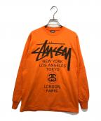 stussyステューシー）の古着「ロングスリーブカットソー」｜オレンジ