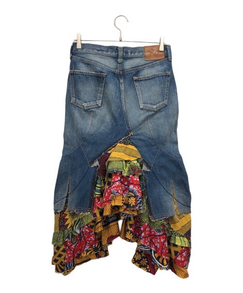 JUNYA WATANABE COMME des GARCONS（(ジュンヤワタナベ コムデギャルソン）JUNYA WATANABE COMME des GARCONS ((ジュンヤワタナベ コムデギャルソン) アフリカンプリントコンビマーメイドデニムスカート インディゴ サイズ:Sの古着・服飾アイテム