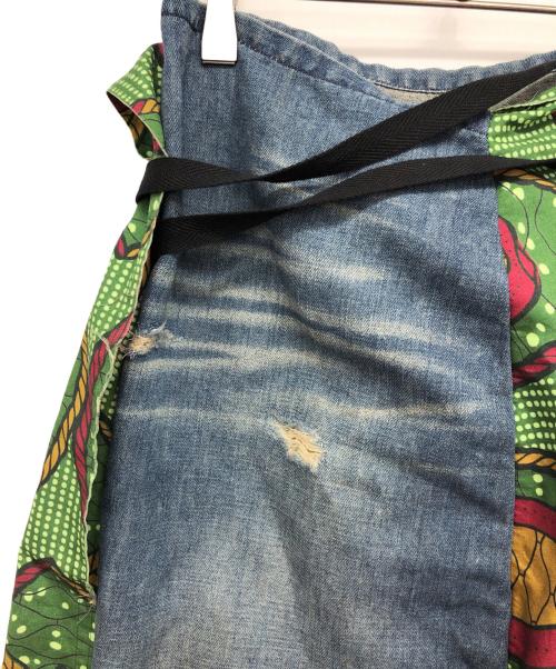 JUNYA WATANABE COMME des GARCONS（(ジュンヤワタナベ コムデギャルソン）JUNYA WATANABE COMME des GARCONS ((ジュンヤワタナベ コムデギャルソン) African Print Wrap Denim Skirt(アフリカンプリントラップデニムスカート) グリーン サイズ:Sの古着・服飾アイテム