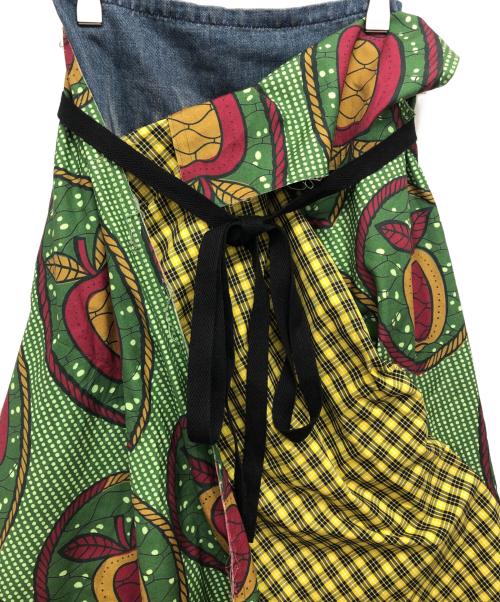 JUNYA WATANABE COMME des GARCONS（(ジュンヤワタナベ コムデギャルソン）JUNYA WATANABE COMME des GARCONS ((ジュンヤワタナベ コムデギャルソン) African Print Wrap Denim Skirt(アフリカンプリントラップデニムスカート) グリーン サイズ:Sの古着・服飾アイテム