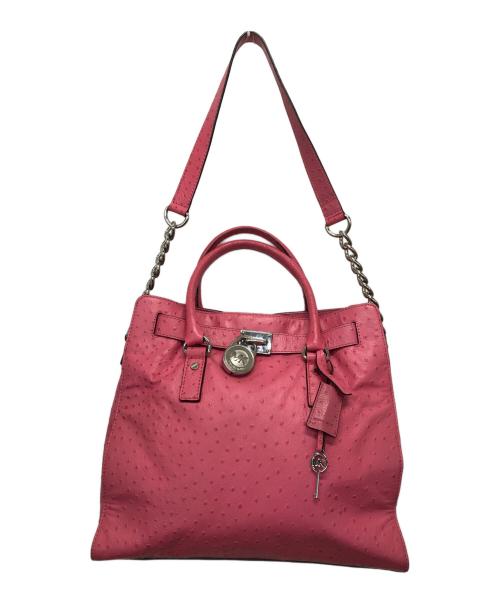 MICHAEL KORS（マイケル・コース）MICHAEL KORS (マイケルコース) オーストリッチ2WAYバッグ ピンクの古着・服飾アイテム