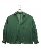 Nobleノーブル）の古着「コットンオーガンジーVカットシャツブラウス」｜グリーン