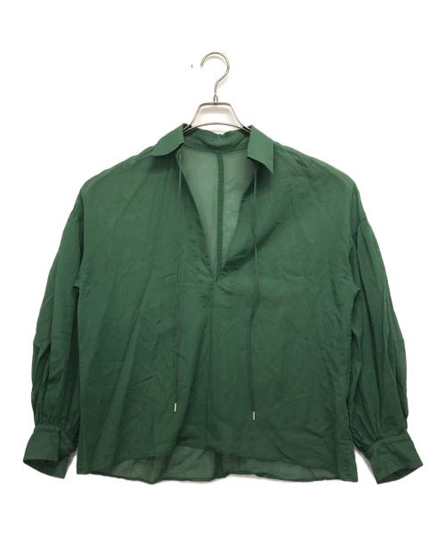 Noble（ノーブル）Noble (ノーブル) コットンオーガンジーVカットシャツブラウス グリーン サイズ:表記無しの古着・服飾アイテム