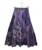 ne quittez pasヌキテパ）の古着「エスニックプリントギャザーロングスカート」｜パープル