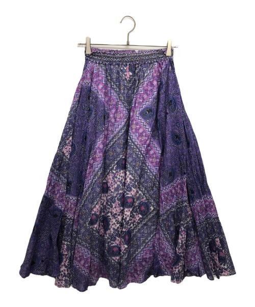 ne quittez pas（ヌキテパ）ne quittez pas (ヌキテパ) エスニックプリントギャザーロングスカート パープル サイズ:表記無しの古着・服飾アイテム