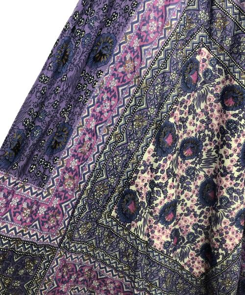 ne quittez pas（ヌキテパ）ne quittez pas (ヌキテパ) エスニックプリントギャザーロングスカート パープル サイズ:表記無しの古着・服飾アイテム