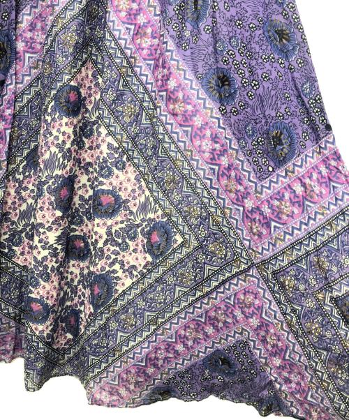 ne quittez pas（ヌキテパ）ne quittez pas (ヌキテパ) エスニックプリントギャザーロングスカート パープル サイズ:表記無しの古着・服飾アイテム