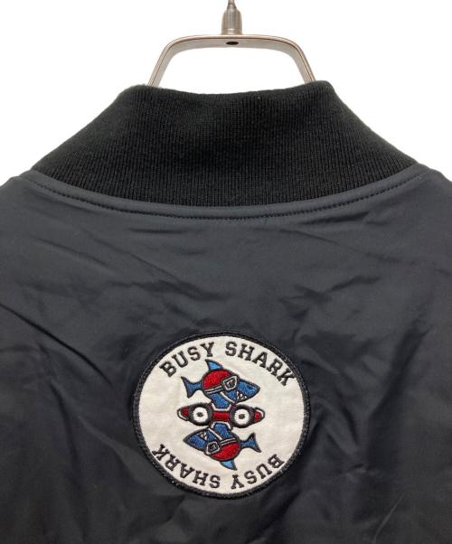 A BATHING APE（アベイシングエイプ）A BATHING APE (ア ベイシング エイプ) Busy Shark Loose Fit MA-1 Jacket ブラック サイズ:2XLの古着・服飾アイテム