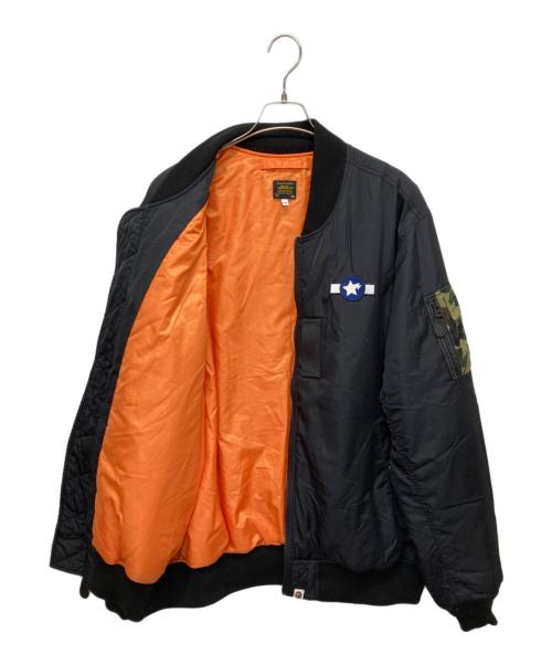 A BATHING APE（アベイシングエイプ）A BATHING APE (ア ベイシング エイプ) Busy Shark Loose Fit MA-1 Jacket ブラック サイズ:2XLの古着・服飾アイテム