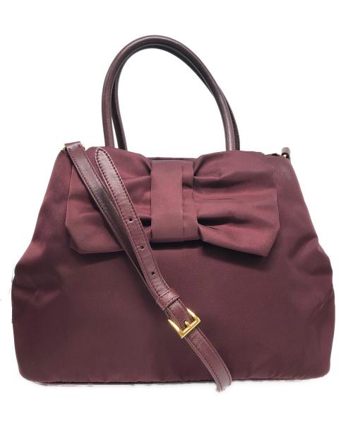 PRADA（プラダ）PRADA (プラダ) リボンハンドバッグ レッドの古着・服飾アイテム