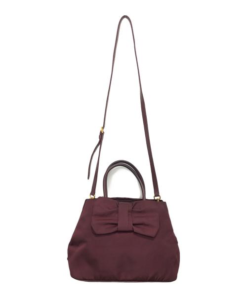 PRADA（プラダ）PRADA (プラダ) リボンハンドバッグ レッドの古着・服飾アイテム