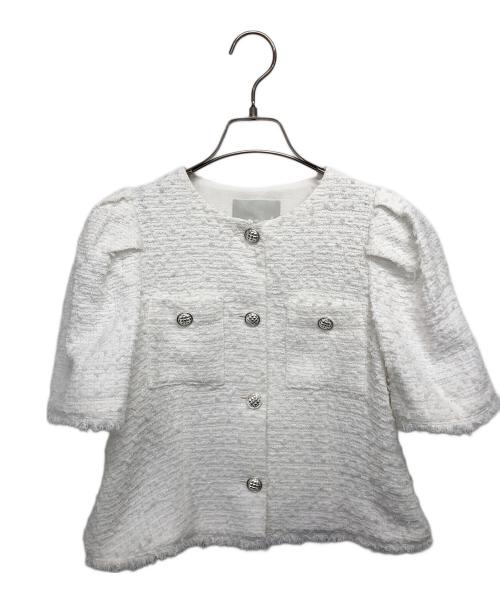 CELFORD（セルフォード）CELFORD (セルフォード) ファンシーツイード半袖ジャケット ホワイト サイズ:36の古着・服飾アイテム