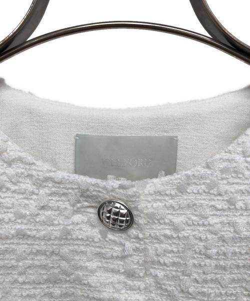 CELFORD（セルフォード）CELFORD (セルフォード) ファンシーツイード半袖ジャケット ホワイト サイズ:36の古着・服飾アイテム