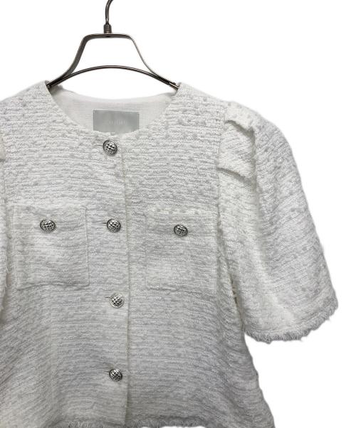 CELFORD（セルフォード）CELFORD (セルフォード) ファンシーツイード半袖ジャケット ホワイト サイズ:36の古着・服飾アイテム