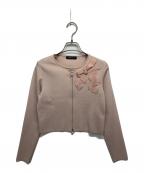 Reneルネ）の古着「パールジップカーディガン」｜ピンク