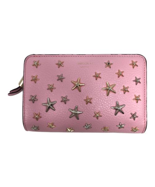 JIMMY CHOO（ジミーチュウ）JIMMY CHOO (ジミーチュウ) スタースタッズ2つ折り財布 ピンクの古着・服飾アイテム