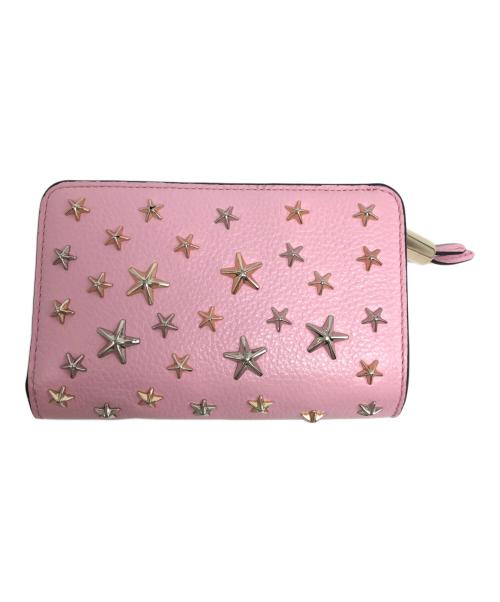 JIMMY CHOO（ジミーチュウ）JIMMY CHOO (ジミーチュウ) スタースタッズ2つ折り財布 ピンクの古着・服飾アイテム