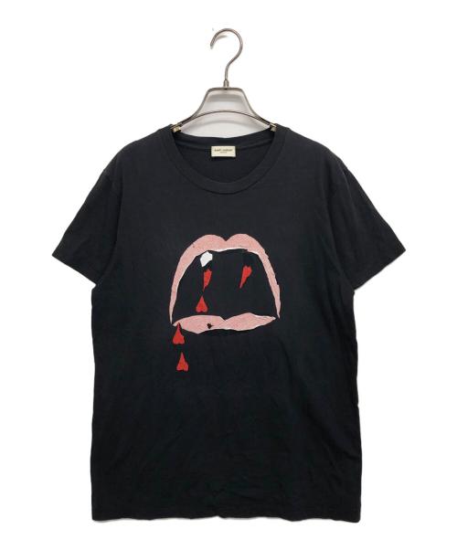 Saint Laurent Paris（サンローランパリ）Saint Laurent Paris (サンローランパリ) ブラッドラスタープリントTシャツ ブラック サイズ:XSの古着・服飾アイテム