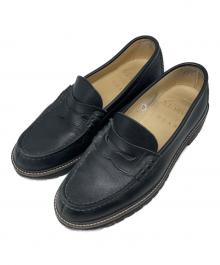 HARUTA×KYOU（ハルタ×キョウ）の古着「"SKOOL" Embroidered Coin Loafers」｜ブラック