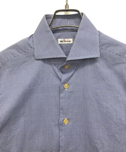kiton（キートン）Kiton (キートン) チェックシャツ ネイビー サイズ:記載なしの古着・服飾アイテム