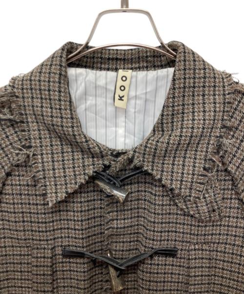 kooi（コーイ）kooi (コーイ) MULTI-COLOR CHECK DUFFLE COAT ブラウン サイズ:2の古着・服飾アイテム