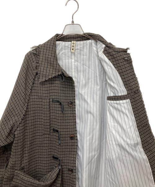 kooi（コーイ）kooi (コーイ) MULTI-COLOR CHECK DUFFLE COAT ブラウン サイズ:2の古着・服飾アイテム