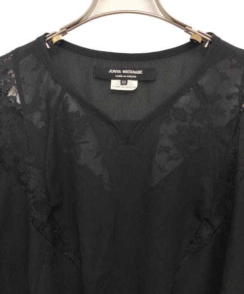 JUNYA WATANABE COMME des GARCONS（ジュンヤワタナベ コムデギャルソン）JUNYA WATANABE COMME des GARCONS ((ジュンヤワタナベ コムデギャルソン) レース切替ブラウス ブラック サイズ:XSの古着・服飾アイテム