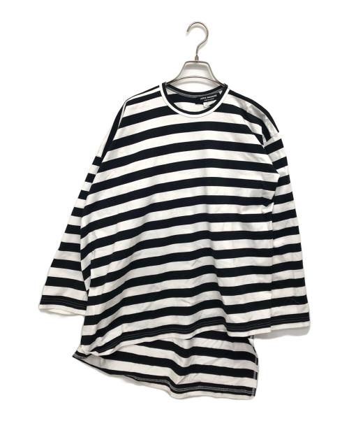 JUNYA WATANABE COMME des GARCONS（(ジュンヤワタナベ コムデギャルソン）JUNYA WATANABE COMME des GARCONS ((ジュンヤワタナベ コムデギャルソン) 変形ボーダーカットソー ホワイト サイズ:記載なしの古着・服飾アイテム