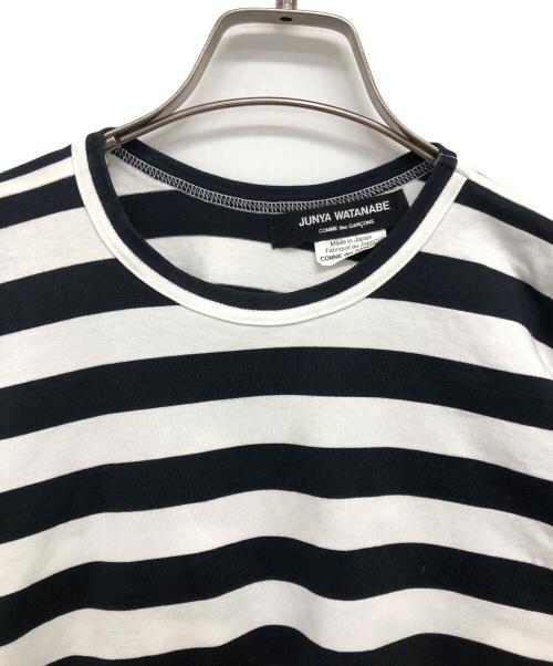 JUNYA WATANABE COMME des GARCONS（(ジュンヤワタナベ コムデギャルソン）JUNYA WATANABE COMME des GARCONS ((ジュンヤワタナベ コムデギャルソン) 変形ボーダーカットソー ホワイト サイズ:記載なしの古着・服飾アイテム