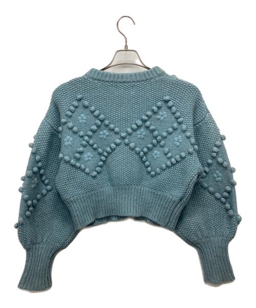 holiday（ホリデー）HOLIDAY (ホリデー) WOOL CASHMERE PONPON KNIT CARDIGAN スカイブルー サイズ:ONEの古着・服飾アイテム